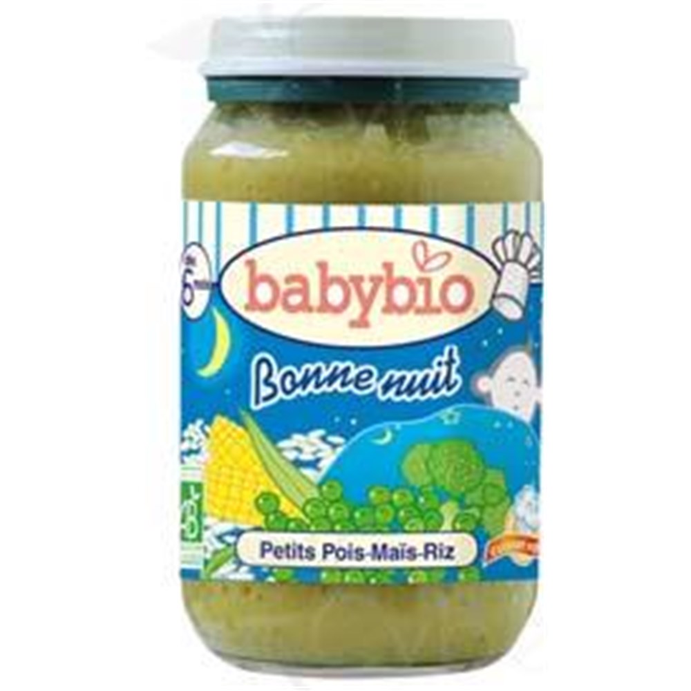 BABYBIO BONNE NUIT PETIT POT, Petit pot petits pois maïs riz. pot