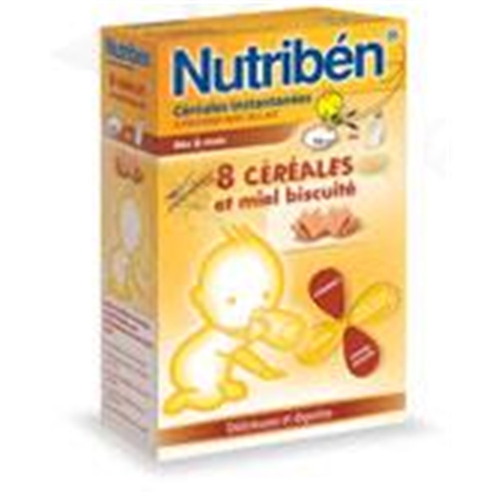 Nutriben 8 Cereales Et Miel Biscuite Cereale Infantile Instantanee Pour Nourrisson 2eme Age Miel Biscuite Bt 300 G