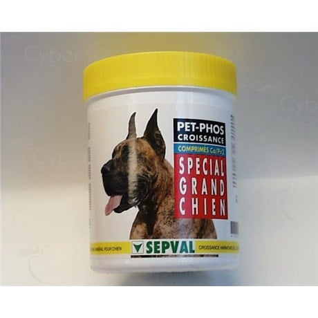 PET, PHOS CROISSANCE CA/P = 2 - Comprimé, complément nutritionnel minéral multivitaminé pour grand chien. - bt 100