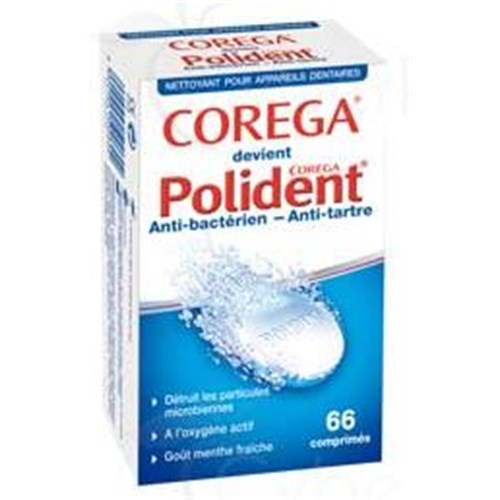 COREGA POLIDENT NETTOYANT, Comprimé effervescent nettoyant pour appareils dentaires. - bt 66