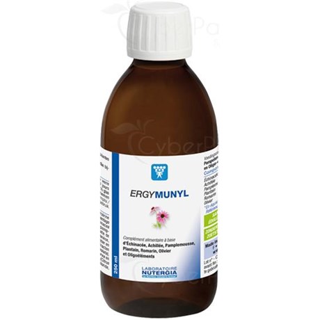 ERGYMUNYL oral solution Dietary supplement containing Echinacea, Yarrow, Plantain, Rosemary, Grapefruit, Olivier and Trace Elements 250ml