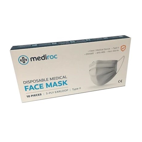 Medical mask Class 1 Type II EN14683 BFE> 98% Non sterile Box of 10