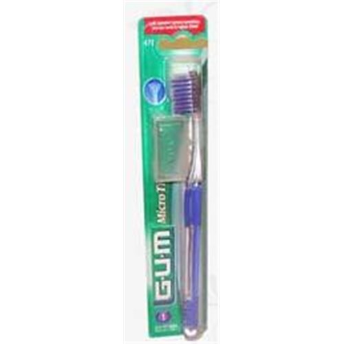 GUM MICRO TIP COMPACT, Brosse à dents tête courte, pour adulte, 4 rangs. médium (ref. 473) - unité
