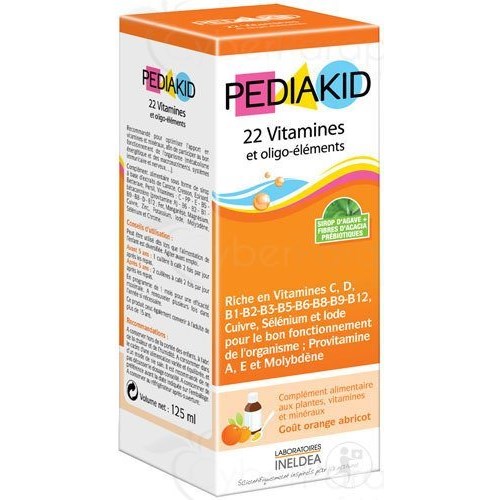 PEDIAKID 22 AND TRACE ELEMENTS, syrup, food supplement with herbs, vitamins and minerals. - Fl 125 ml