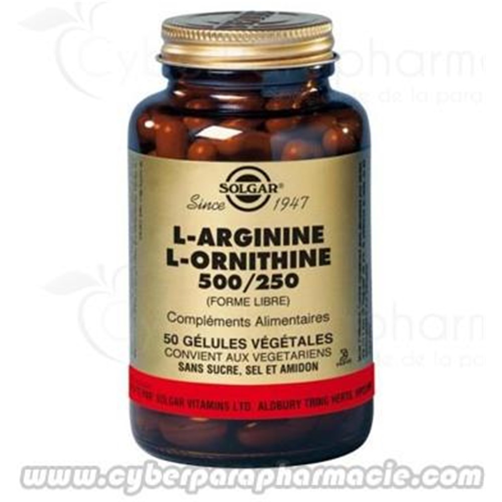 LArginine/LOrnithine 500/250 mg 50 Gélules végétales Gélules végétales