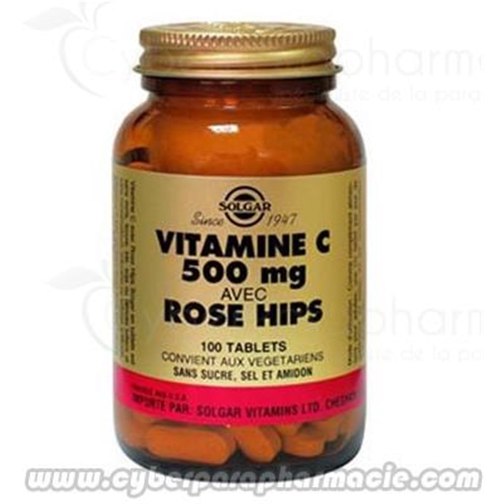 VITAMINE C 500 mg avec Rose Hips (Cynorrhodon) 100 Tablets