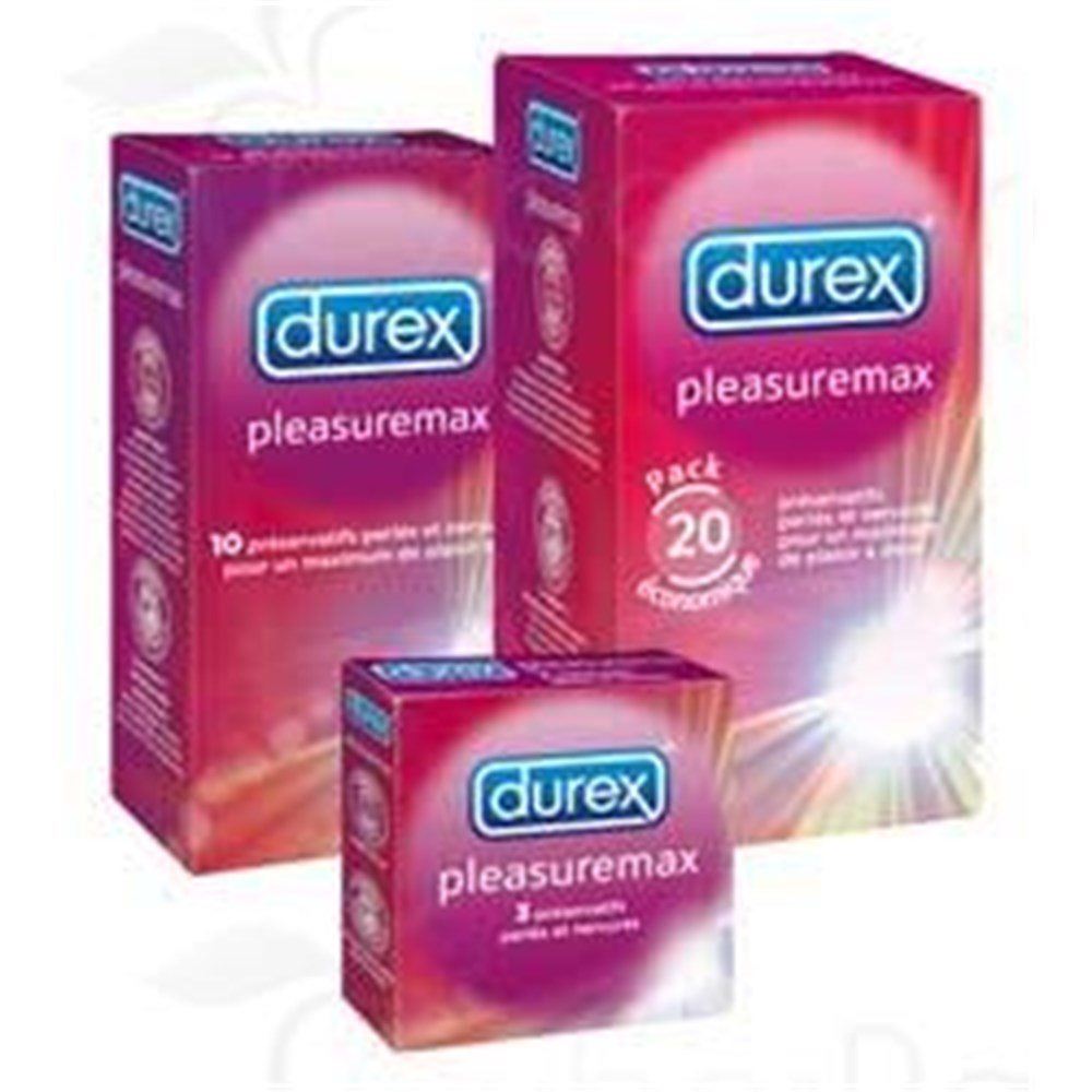 DUREX PLEASUREMAX, lubricated condom with reservoir, beaded and ribbed