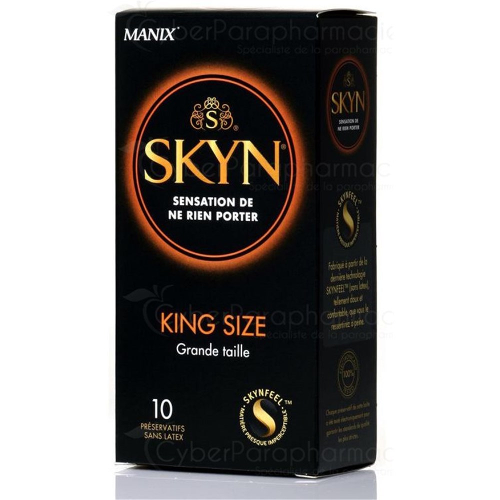 MANIX SKYN KING SIZE , Préservatif lubrifié au silicone, grande taille avec réservoir bt 10