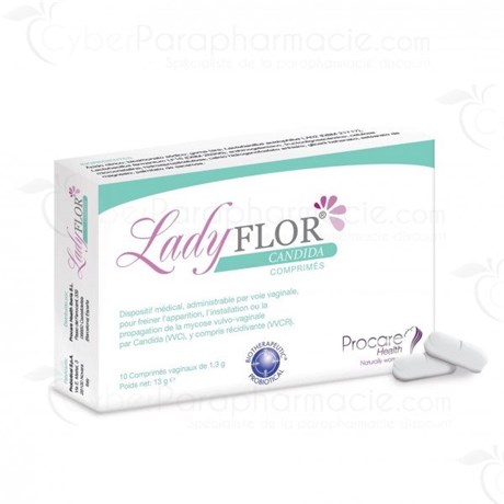 LADYFLOR Candida, vaginal candidiases, boxes of 10 vaginal tablets