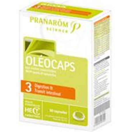 OLÉOCAPS 3 DIGESTION ET TRANSIT INTESTINAL, Capsule, complément alimentaire aux huiles essentielles. - bt 30