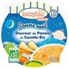 BABYBIO JUNIOR PLATE GOOD NIGHT, Small flat sweetness of parsnip and carrot rice. - Base 230 g