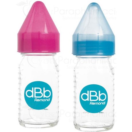 DBB REMOND REGUL&#39;AIR BOTTLE GLASS bottle full screws, silicone nipple for newborn, 110 ml. translucent blue (ref. 120146) - unit