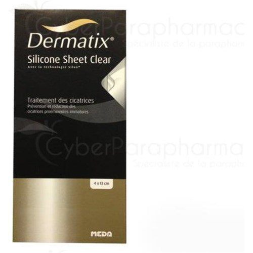 DERMATIX SILICONE CLEAR SHEET 4x13cm, silicone self-adhesive plate for scars, reusable. - unit