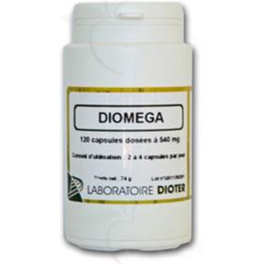 DIOMEGA Capsule dietary supplement essential fatty acids. Pillbox 120