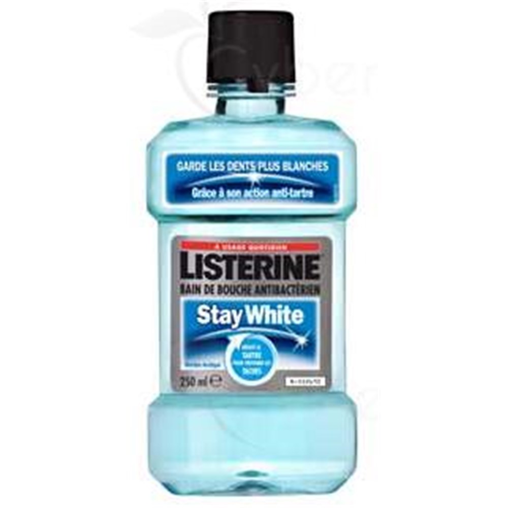 LISTERINE STAY WHITE, antibacterial mouthwash, arctic mint, light blue