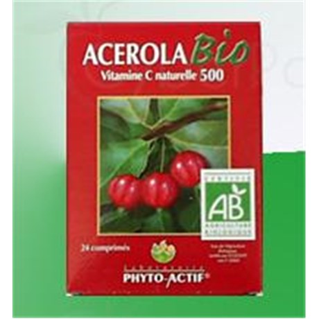 ACEROLA BIO 500 chewable tablet, a dietary supplement rich in vitamin C. - bt 24