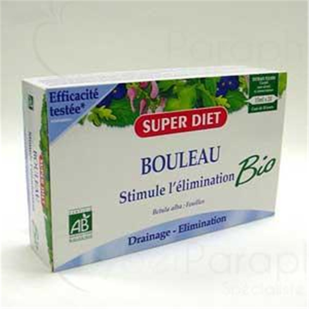 SUPERDIET EXTRAIT FLUIDE BOULEAU, Ampoule buvable d'extrait fluide de