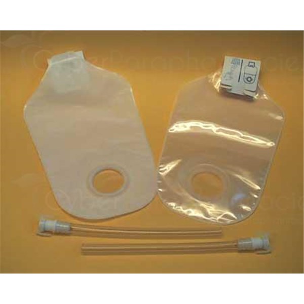Consecura urostomy, drainable pouch with drain valve system 2 parts transparent. diameter 45 mm