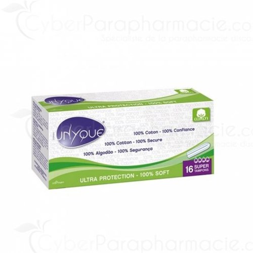UNYQUE, tampons ultra-protection 100% coton SUPER boite 16