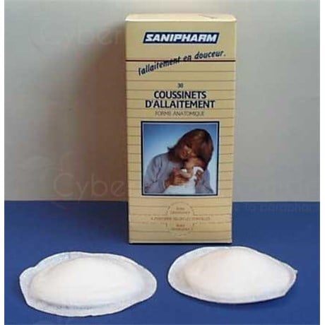 SANIPHARM ALLAITEMENT, Coussinet d'allaitement absorbant de forme anatomique - boîte distributrice de 30