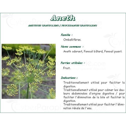 ANETH PHARMA PLANTES, Semence d'aneth, vrac. - bt 250 g