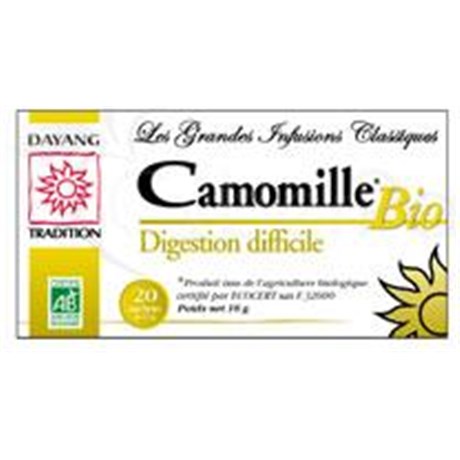 DAYANG INFUSION CLASSIQUE BIO CAMOMILLE, Camomille matricaire, infusette. - bt 20