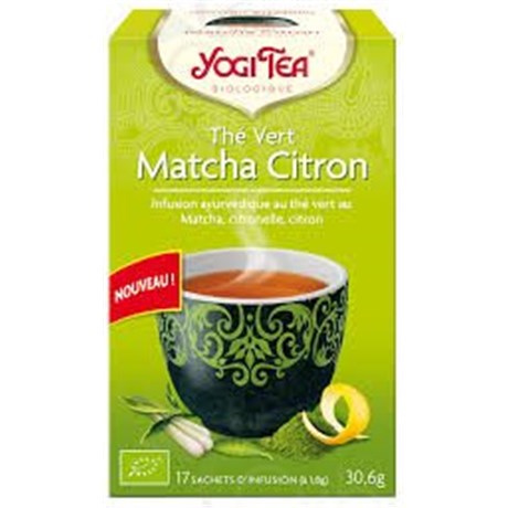 YOGI TEA, thé vert MATCHA CITRON, boîte de 17 sachets