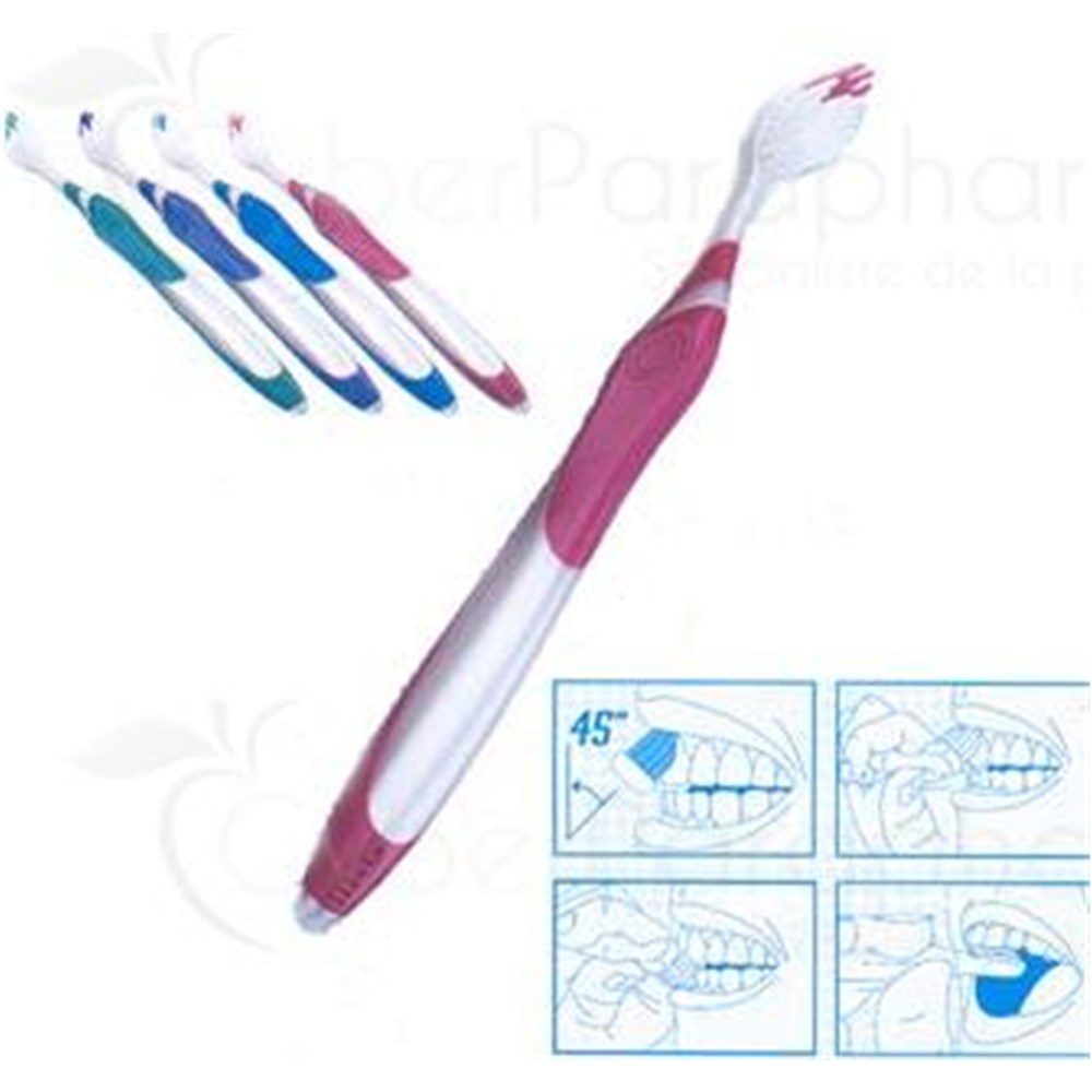 GUM TECHNIQUE Toothbrush with QuadGrip handle for adult, 4 rows