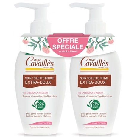 EXTRA-GENTLE NATURAL INTIMATE TOILET CARE LOT OF 2 250ML ROGE CAVAILLES